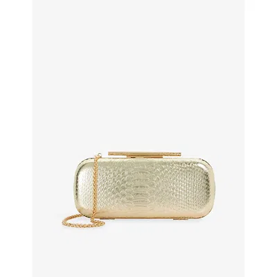 Dune Womens Gold Croc Leather Body Oval Leather Clutch Bag
