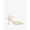 Dune Womens Gold Fabric Channel Crystal-embellished Heeled Courts Eur 38/5 Uk In Neutral