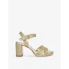 Dune Womens  Manifesting Cross-strap Woven Heeled Sandals In Gold Fabric
