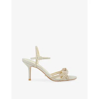 Dune Womens Gold Fabric Synthetic Marvelous Metallic-woven Heeled Sandals Eur 39 / 6 Uk