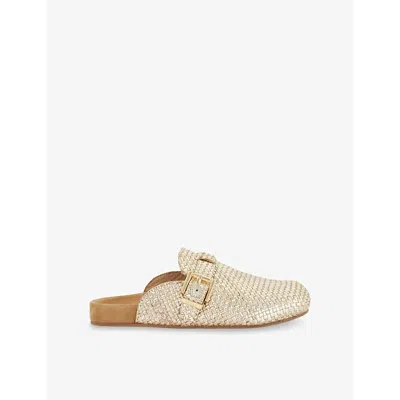 Dune Womens  Glaized Woven Leather Clogs In Gold Leather
