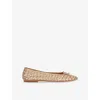Dune Womens  Heat Woven Leather Ballet Flats In Gold Leather