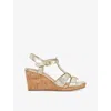 Dune Womens  Kastro Leather Wedge Sandals In Gold Leather