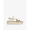 Dune Womens  Lexture Leather Sandals In Gold Leather