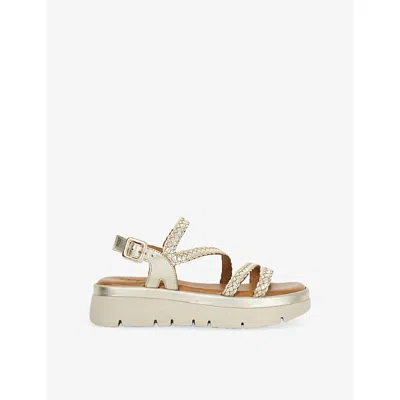 Dune Womens  Lexture Leather Sandals In Gold Leather