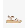 Dune Womens  Littleton Cross-strap Leather Raffia Flatform Sandals In Gold Leather