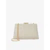 Dune Womens Bellaria Angled Frame Woven Clutch Gold Metallic Fabric In Gold Metallic Fabric