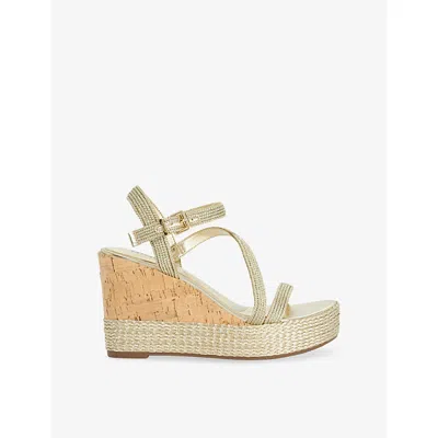 Dune Womens  Koda Woven Wedge Sandals In Gold