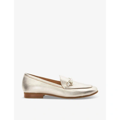 Dune Womens Gold-plain Leather Grandeur Trim-snaffle Leather Loafers