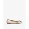 Dune Womens  Hallo Bow-embellished Leather Ballet Flats In Gold Plain Leather
