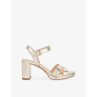 Dune Womens Gold Plain Leather Manifesting Leather Heeled Sandals Eur 39 / 6 Uk