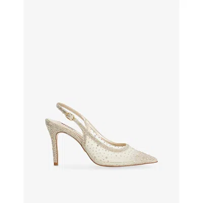 Dune Womens Gold Plain Synthetic Compassionate Rhinestone-embellished Mesh Courts Eur 38/5 Uk