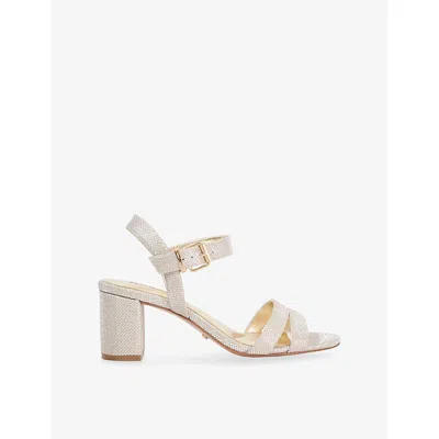 Dune Womens Gold Plain Synthetic Merisa Metallic-woven Block-heel Sandals Eur 39 / 6 Uk