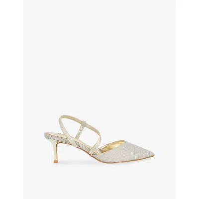 Dune Womens Gold Synthetic Charming Woven Sling-back Courts Eur 37 / 4 Uk