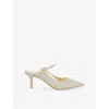Dune Womens  Chronicles Embellished Heeled Woven Slip-on Mules In Gold Synthetic
