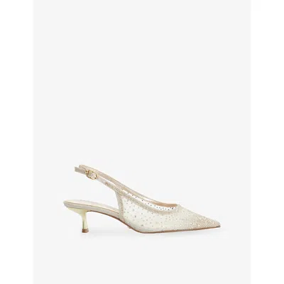 Dune Womens Gold Synthetic Cirelle Heeled Mesh Slingback Courts Eur 38/5 Uk In White