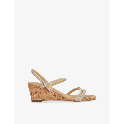 Dune Womens Gold Synthetic Kalia Crystal-embellished Wedges Eur 39 / 6 Uk
