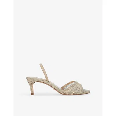 Dune Womens  Mariko Rhinestone-embellished Mesh Heeled Sandals In Gold Synthetic