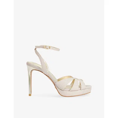 Dune Womens Gold Synthetic Mayva Fabric Heeled Sandals Eur 40 / 7 Uk In Silver