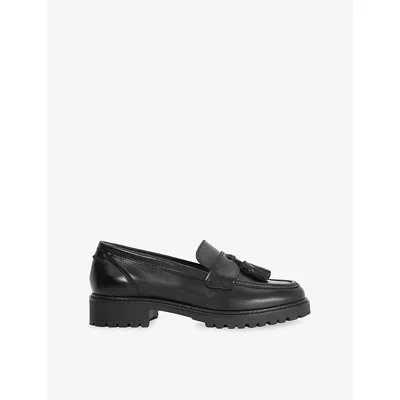 Dune Womens Gracelyn Leather Loafers Black Leather Eur 36 / 3 Uk