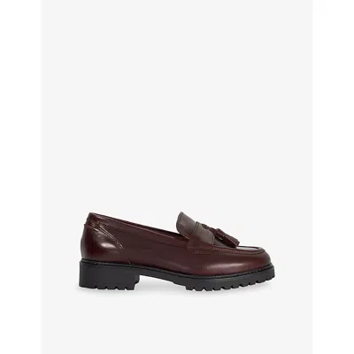 Dune Womens Gracelyn Wide-fit Leather Loafers Burgundy Leather Eur 39 / 6 Uk