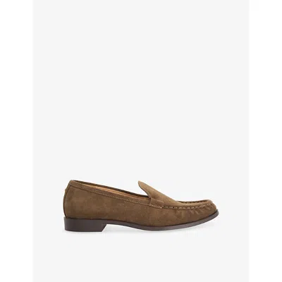 Dune Womens Grates Apron Suede Loafers Light Green Suede Eur 39 / 6 Uk In Multi