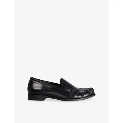 Dune Womens Grates Leather Loafers Black Leather Eur 39 / 6 Uk