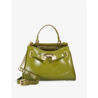 Dune Womens Dynamic Small Leather Shoulder Bag Green Leather