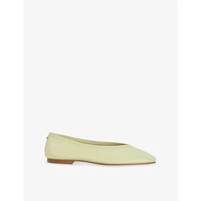 Dune Womens Green Leather Hetta Leather Ballet Flats Eur 40 / 7 Uk