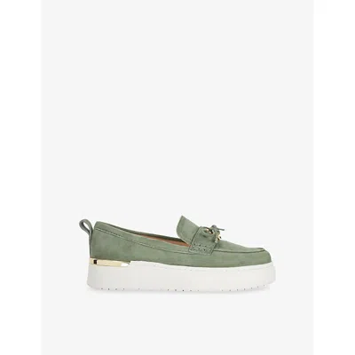 Dune Womens Green Suede Glide Sport Platform Suede Loafers Eur 40 / 7 Uk