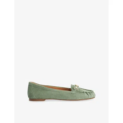 Dune Womens Green Suede Guno Snaffle Suede Loafers Eur 38/5 Uk In Multi