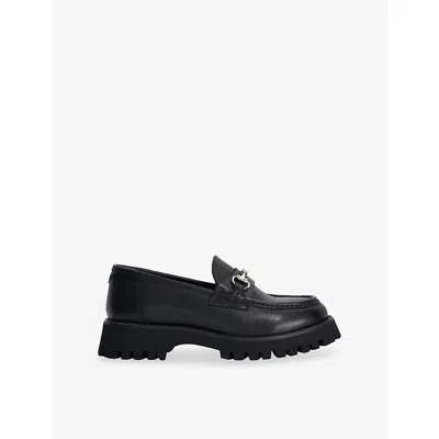 Dune Womens Grissinis Chunky Snaffle Trim Leather Loafers Black Leather Eur 40 / 7 Uk