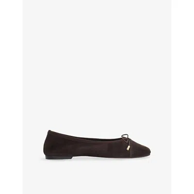 Dune Womens Haliah Suede Ballerina Shoes Brown Suede Eur 36 / 3 Uk