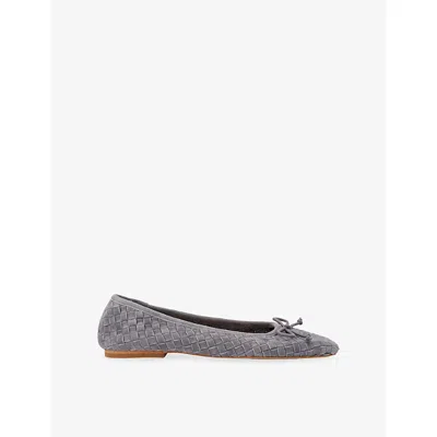 Dune Womens Heat Woven Suede Ballet Flats Grey Suede Eur 39 / 6 Uk In Gray