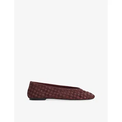 Dune Womens Homely Woven Leather Ballet Flats Burgundy Leather Eur 40 / 7 Uk In Brown