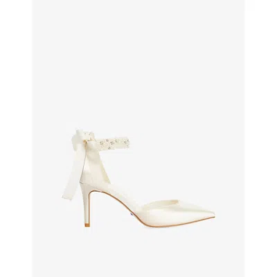 Dune Womens Ivory Satin Corsages Satin Courts Eur 39 / 6 Uk In White