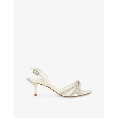 Dune Womens  Moments Crystal-embellished Woven Heeled Sandals In Ivory Satin