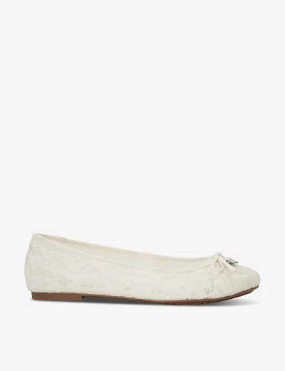 Dune Womens Ivory-synthetic Bridal Heartstring Lace Ballet Flats