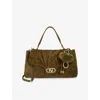 Dune Womens Khaki Suede Regency Suede Shoulder Bag In Brown