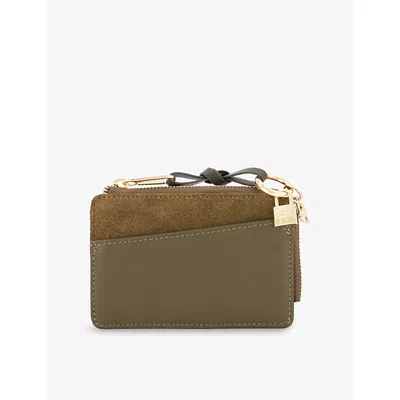Dune Womens Kinder Small Leather Purse Khaki Leather