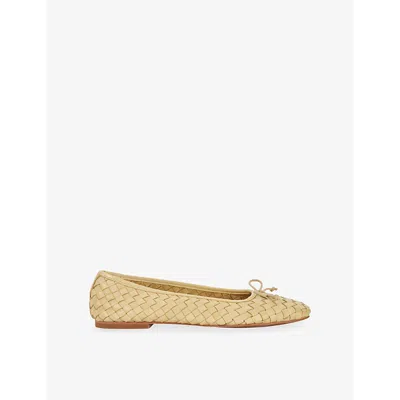 Dune Womens  Heat Woven Leather Ballet Flats In Lemon Leather
