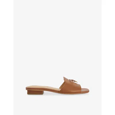 Dune Womens Lindo Leather Slides Tan Leather Eur 36 / 3 Uk