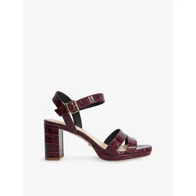 Dune Womens Manifesting Mini Leather Platform Sandals Burg Croc Print Leather Eur 40 / 7 Uk