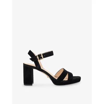 Dune Womens Manifesting Suede Platform Heeled Sandals Black Suede Eur 41 / 8 Uk