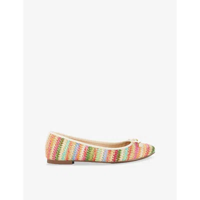 Dune Womens  Hallo Bow-embellished Striped Woven Ballet Flats In Multi Plain Synthetic