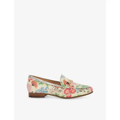 Dune Womens  Glair Snaffle Raffia Flat Leather Loafers