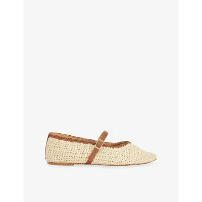 Dune Womens Natural Synthetic Haloha Raffia Mary-jane Flats Eur 37 / 4 Uk