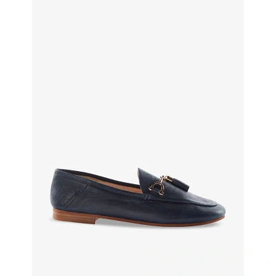 Dune Womens Navy-leather Mix Graysons Tassel Leather Loafers