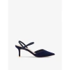 Dune Womens Navy-suede Classical Suede Slingback Courts In Navy-suede