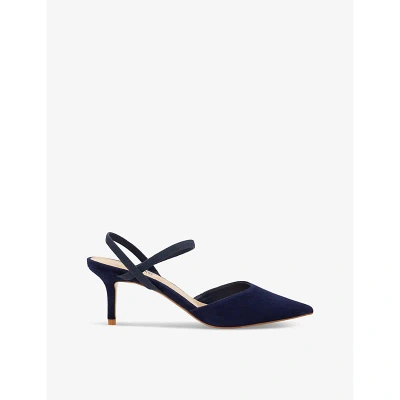 Dune Womens Navy-suede Classical Suede Slingback Courts
